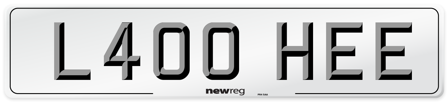 L400 HEE Number Plate from New Reg